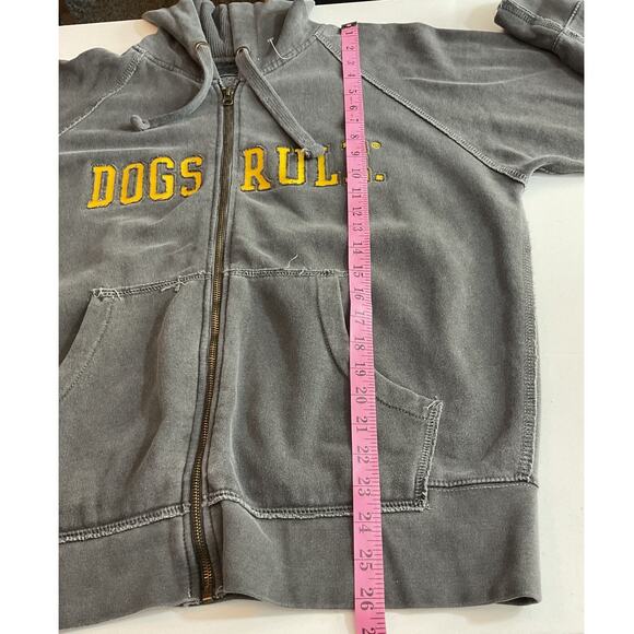 Comfort Colors “Dogs Rule” Small Full Zip Hoodie Gray / Gold - Picture 4 of 6